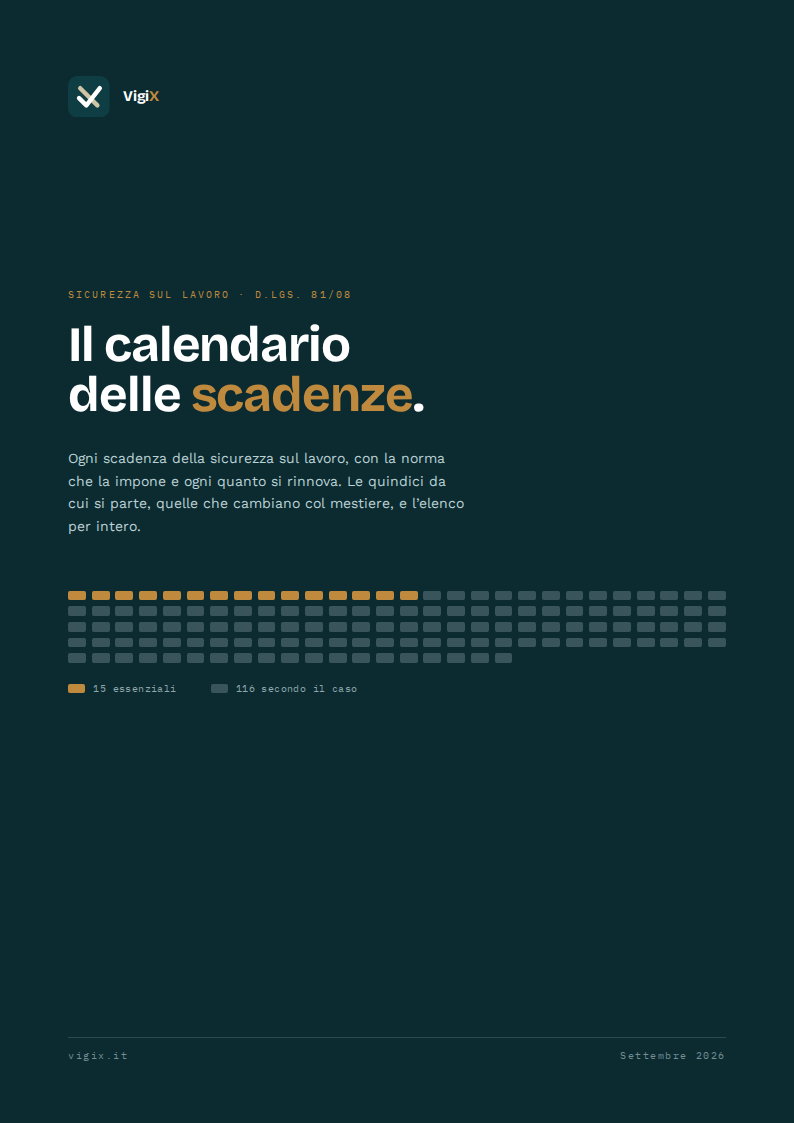 La copertina del calendario delle scadenze